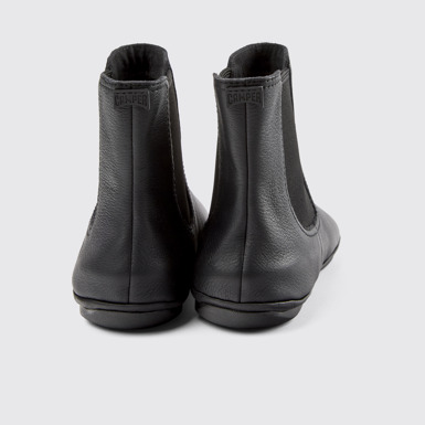 Back view of Right Black leather boots for women