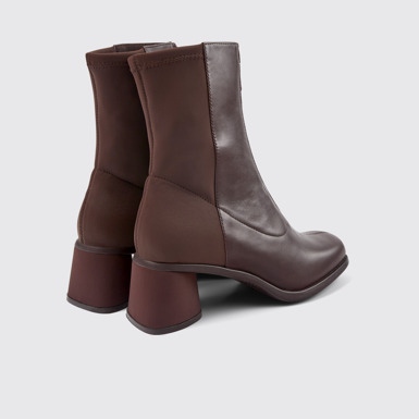 Back view of Kiara Burgundy leather and recycled PET boots for women