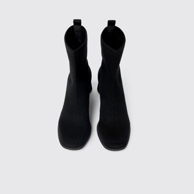 Overhead view of Kiara TENCEL® Black textile boots for women