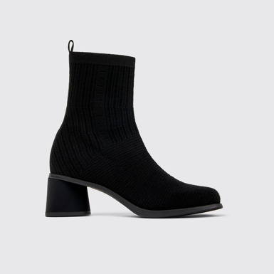 Side view of Kiara TENCEL® Black textile boots for women