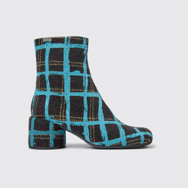 Side view of Niki Multicolored recycled wool boots for women
