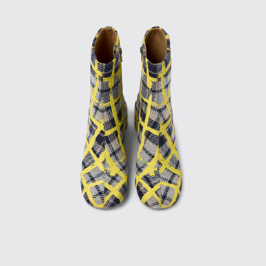 Overhead view of Niki Multicolored recycled wool boots for women