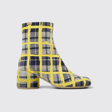 Side view of Niki Multicolored recycled wool boots for women