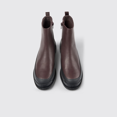 Pix Bottes en cuir bordeaux pour femme