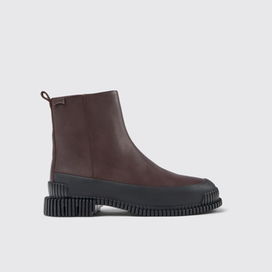 Pix Bottes en cuir bordeaux pour femme