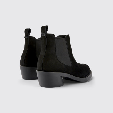 Back view of Bonnie Black nubuck ankle boots for women