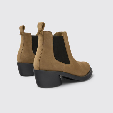 Back view of Bonnie Brown nubuck ankle boots for women