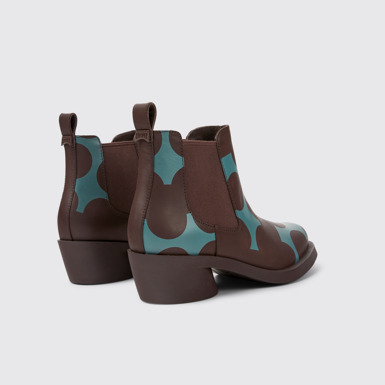 Back view of Twins Burgundy and blue leather ankle boots for women