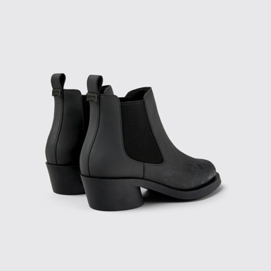 Back view of Bonnie Gray and black leather ankle boots for women