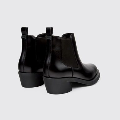 Back view of Bonnie Black leather ankle boots for women