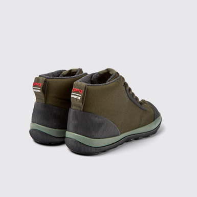 Back view of Peu Pista Green textile ankle boots for women