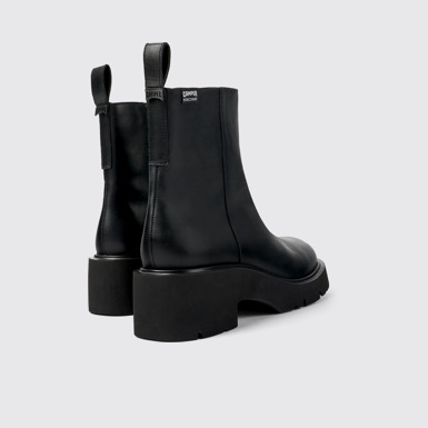 Back view of Milah Black leather boots for women