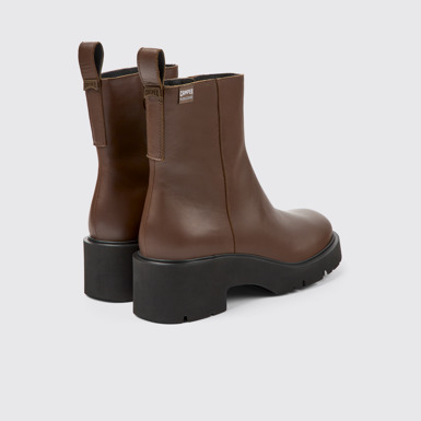 Back view of Milah HYDROSHIELD® Brown leather boots for women