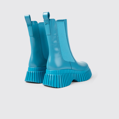 Back view of BCN Blue leather boots for women