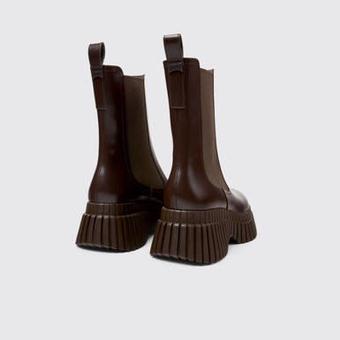 Back view of BCN Brown leather chelsea boots for women