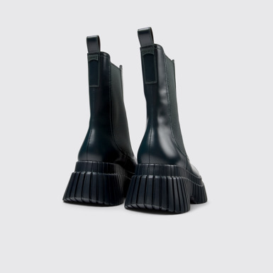 Back view of BCN Green leather chelsea boots for women