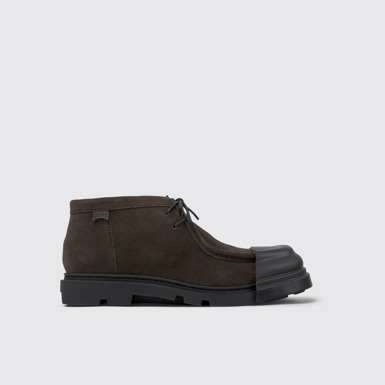 Side view of Junction Gray nubuck shoes for women