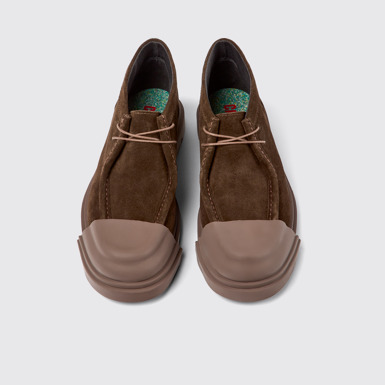 Overhead view of Junction Brown nubuck shoes for women