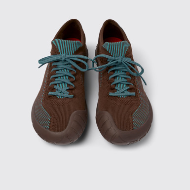 Overhead view of Path Burgundy textile sneakers for women