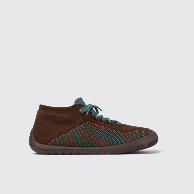 Side view of Path Burgundy textile sneakers for women