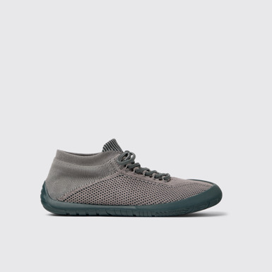 Side view of Path Gray textile sneakers for women