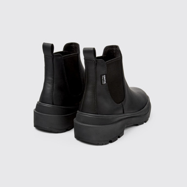 Back view of Brutus Trek HYDROSHIELD® Black leather ankle boots for women