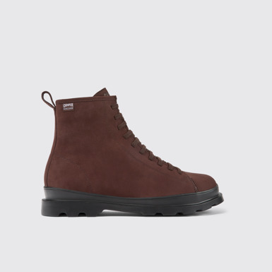 Side view of Brutus HYDROSHIELD® Burgundy leather lace-up boots for women