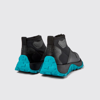 Back view of Drift Trail VIBRAM Black recycled PET ankle boots for women