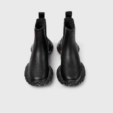 Overhead view of Pelotas Mars Black responsibly raised leather ankle boots