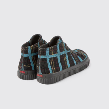 Back view of Peu Roda Blue multicolored recycled wool sneakers for women