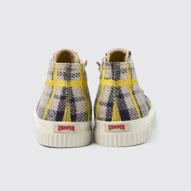 Back view of Peu Roda Yellow multicolored recycled wool sneakers for women