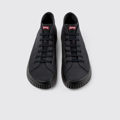 Overhead view of Peu Roda Black recycled cotton sneakers for women