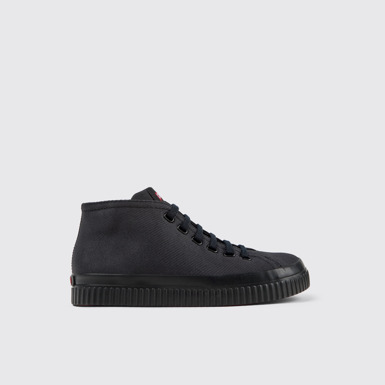 Side view of Peu Roda Black recycled cotton sneakers for women