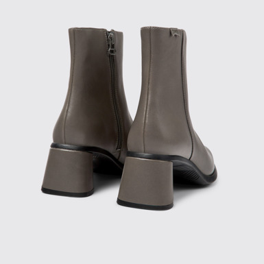 Back view of Kiara Gray leather and recycled PET boots for women