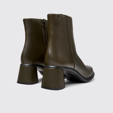 Back view of Kiara Green leather and recycled PET boots for women