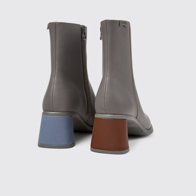 Back view of Twins Gray leather boots for women