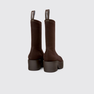 Back view of Billie TENCEL® Brown textile boots for women