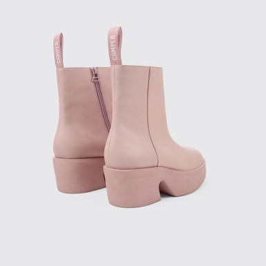 Back view of Billie Pink leather boots for women