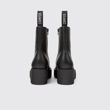 Back view of Billie Black Leather Mid Boots for Women.