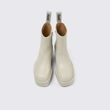 Overhead view of Billie Gray Leather Mid Boots for Women.