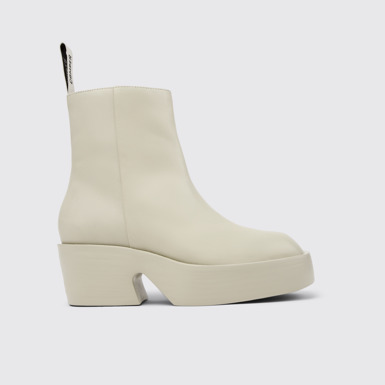 Side view of Billie Gray Leather Mid Boots for Women.