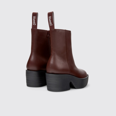 Back view of Billie Burgundy Leather Mid Boots for Women.