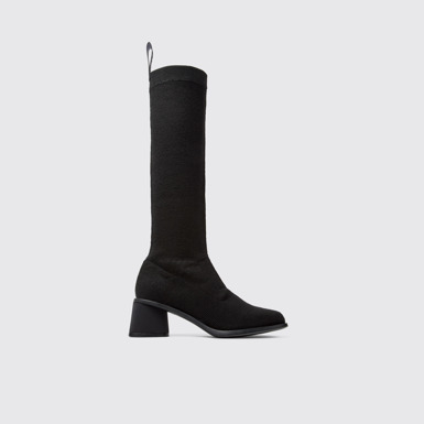 Side view of Kiara TENCEL® Black textile high-boot for women