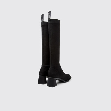 Back view of Kiara TENCEL® Black textile high-boot for women