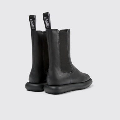 Back view of Onda Black Leather Boots for Women