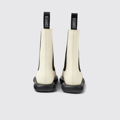 Back view of Onda White Leather Boots for Women