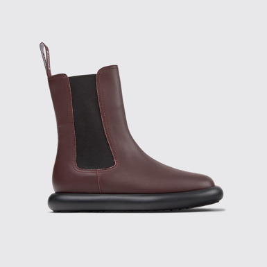 Side view of Onda Burgundy Leather Ankle Boots for Women.