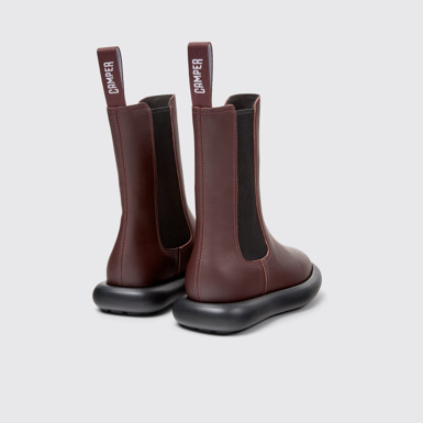 Back view of Onda Burgundy Leather Ankle Boots for Women.