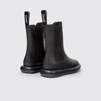 Back view of Onda Black Leather Ankle Boots for Women.