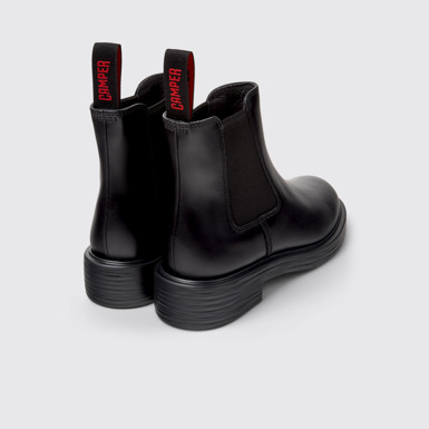 Back view of Dean Black Leather Ankle Boots for Women.